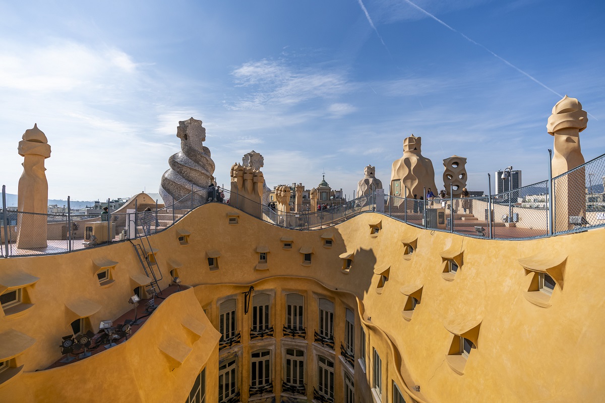 visit pedrera by day roof terrace